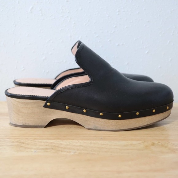 J. CREW | Black Leather Clogs Mules Size 12 - Picture 4 of 10